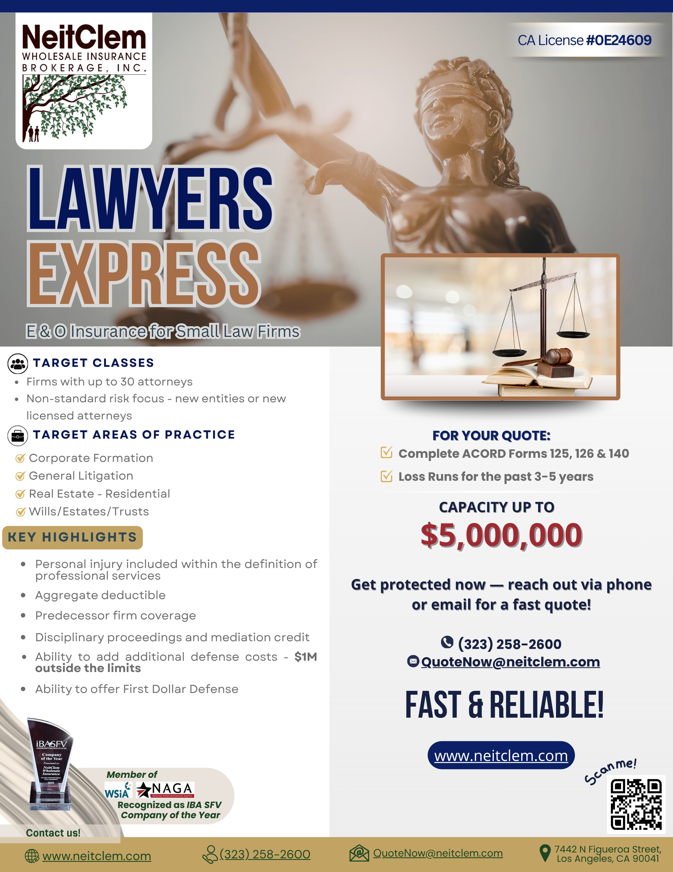 Lawyers Express E&O promotional flyer